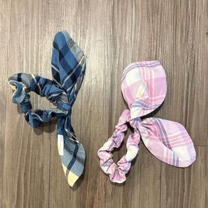 Plaid Blue and Pink Kids Hair Scrunchies